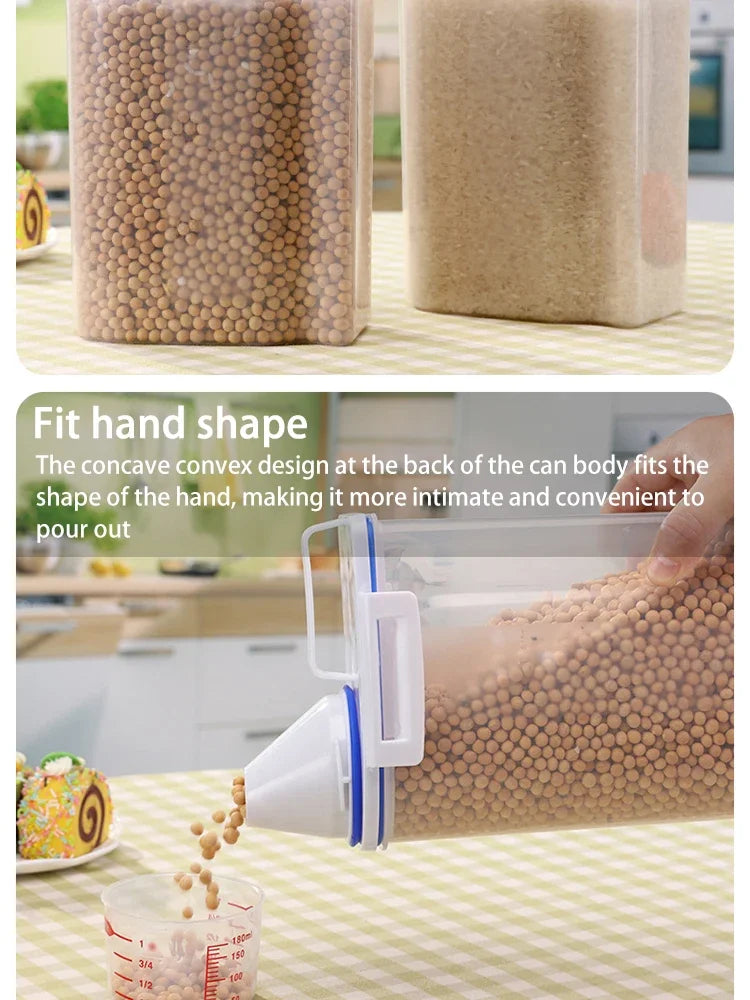 Airtight Food Storage Container Large Capacity Kitchen Rice Bucket Pet Food Dispenser Grains Moisture And Insect Proof EasyClean