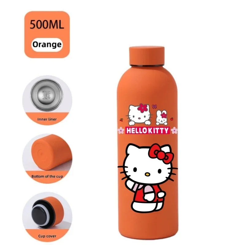 Sanrio 500 ML Thermos Mug Hello Kitty Cartoon 304 Stainless Steel Portable Water Cup Travel Water Bottle Kawaii Cups Kids Gifts