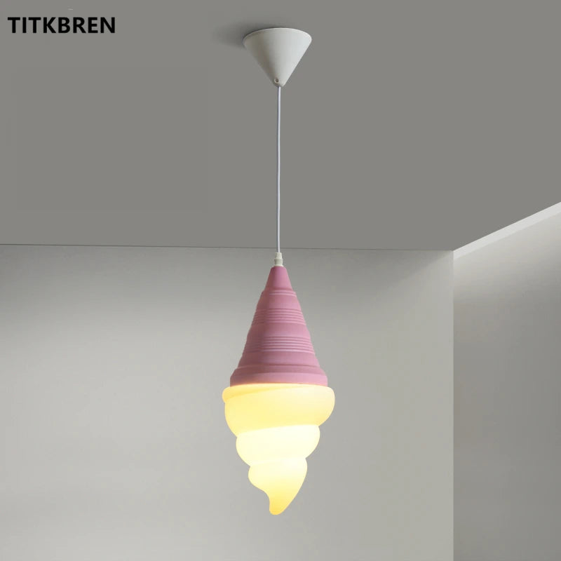 Dessert Shop Ice Cream Cones Pendant Lights Creative Children Bedroom Bedside Hanging Lamp Kids Room Fixture Suspension Lighting