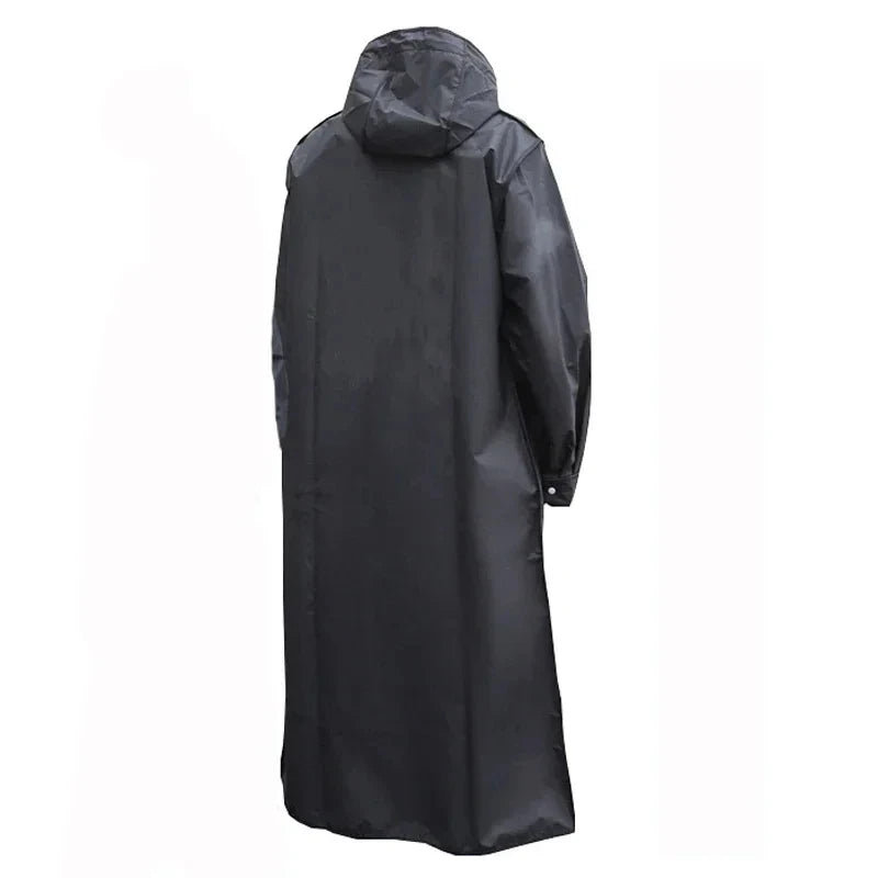 Black Fashion Adult Waterproof Long Raincoat Women Men Rain Coat Hooded For Outdoor Hiking Travel Fishing Climbing Thickened