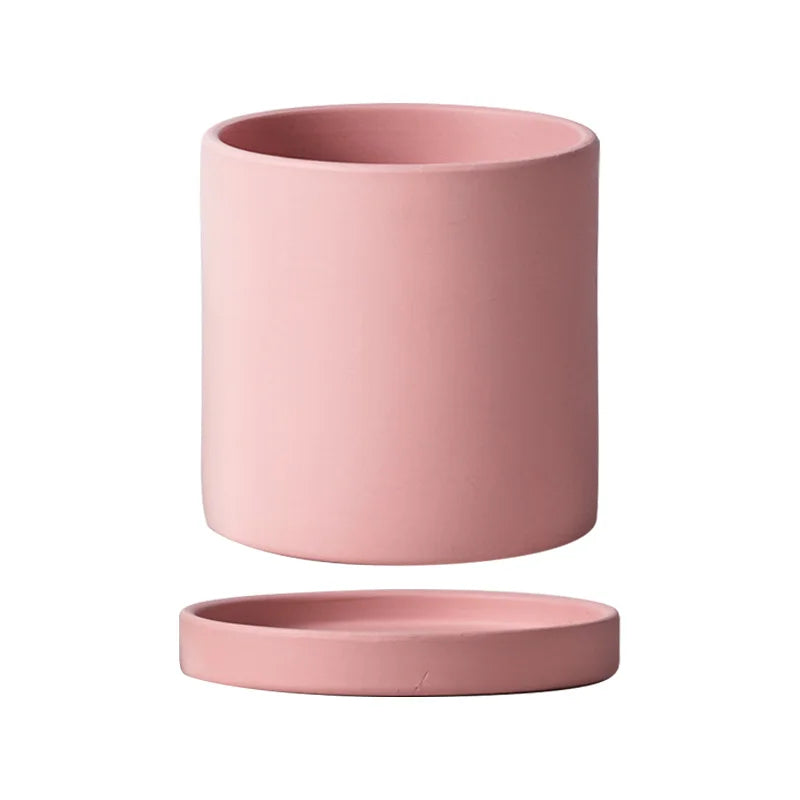 Flower Plant Pot Colorful Ceramic Flowerpot Nordic Style Succulent Planter Cylindrical Flower Pots With Hole Garden Decoration