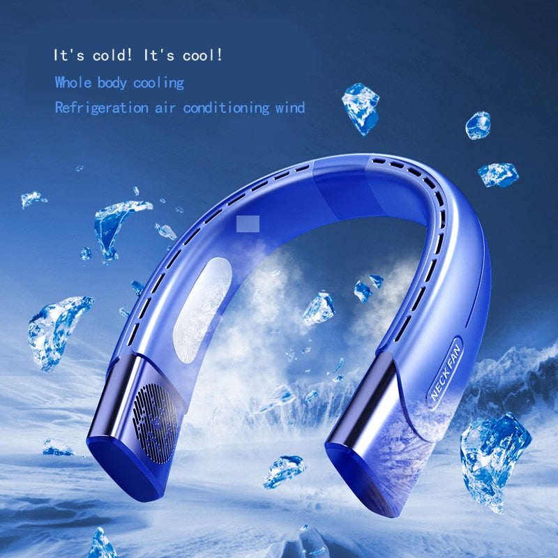 2023 Hanging Neck Fan Portable Air Conditioner USB 4000mah Rechargeable Air Cooler 5 Speed Electric Fan For Outdoor