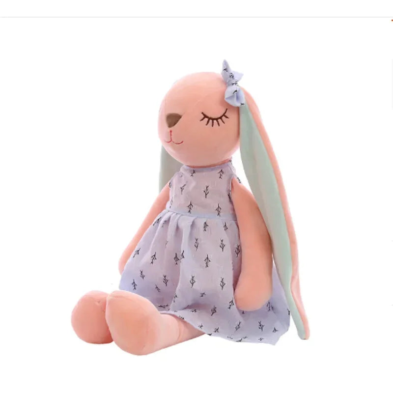 New 35cm Long Ears Cute Rabbit with Bow Doll Baby Soft Plush Toy Sleeping Stuffed Animal Baby Appease Gift for Infants Doll