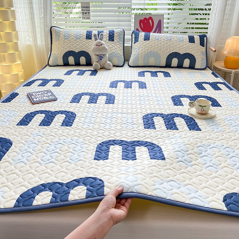 Natural Latex Thick Cooling Mat for Summer Cool Feeling Rayon Matress Pad Soft Air-Permeable Cold Summer Mat for Bed Sheet Set