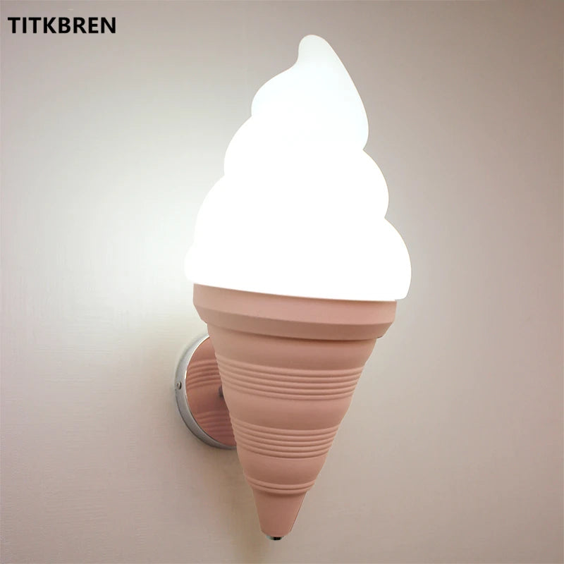 Dessert Shop Restaurant Ice Cream Cones Wall Lamp Creative Children's Room Bedside LED Lights Art Deco Fixture Home Lighting