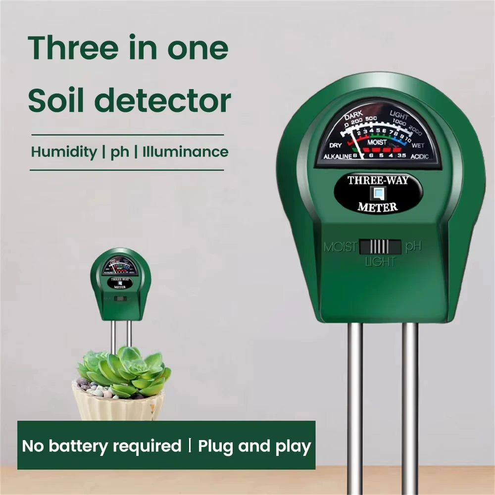 Moisture Sunlight PH Meter 3-IN-1 Soil Water Acidity Humidity Light PH Test Garden Plants Flowers Moist Tester