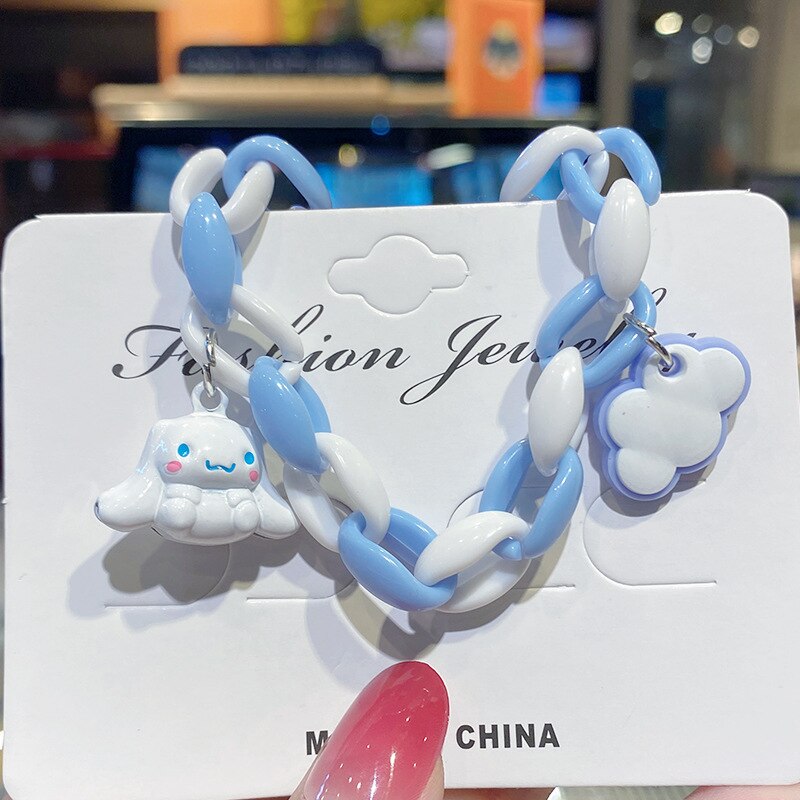 Kawaii Hello Kitty Bracelet Cinnamoroll Cartoon Anime Sanrios Bangle My Melody Jewelry Charms Cute Accessory Birthday Girls Gift