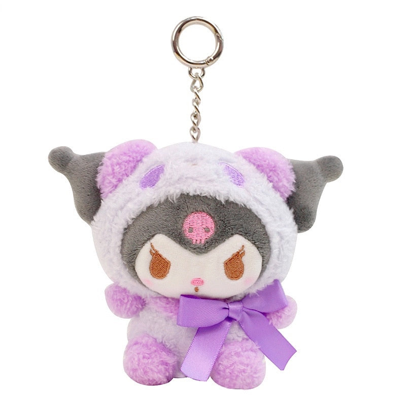 10Cm Hello Kitty Plush Toy Kawaii Anime Cartoon Bow Kt Cos White Bear Panda Cute Comfort Soft Stuffed Doll Pendant Toy Kids Gift