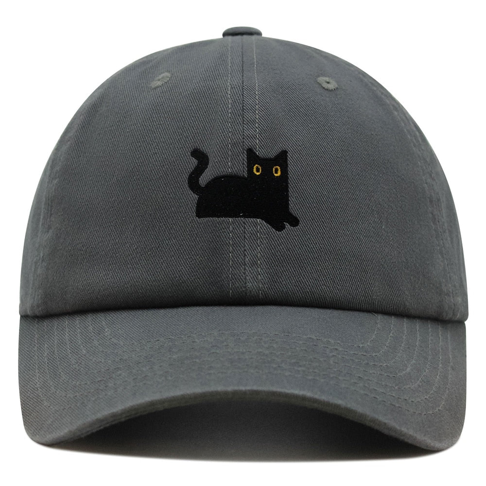 Black Cat baseball Cap Embroidery Premium Dad Hat Cat Mom Cotton Adjustable Trucker Hat