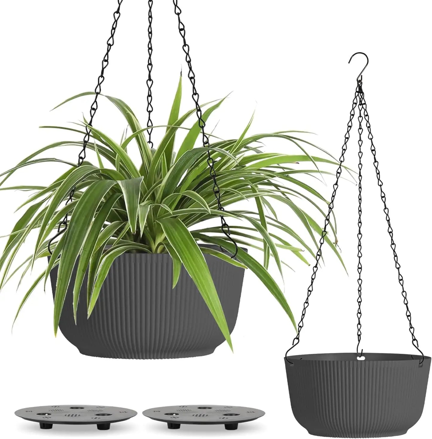 12 Inch Large Hanging Planters for Outdoor Plants, 2 Pack Self Watering Hanging Pots Indoor, Hanging Baskets for Plants