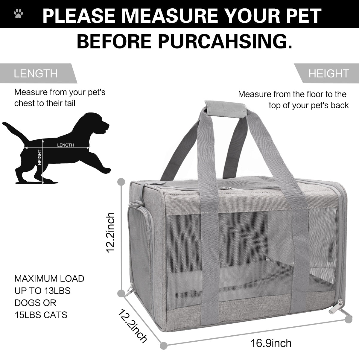 Soft Dog Carrier Backpack With Reflective Strip Airline Approved Travel Pet Transport Bag Portable Handbag For Small Dogs