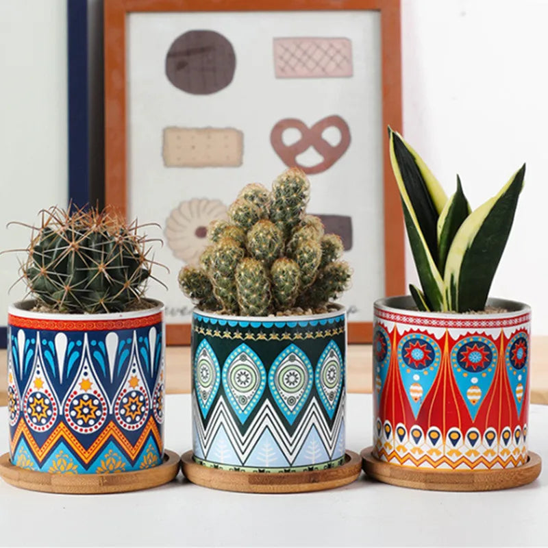 1PC Mini Flower Pots Mini Green plant pot Garden Colorful Ceramics Nursery Pots for Home Succulent plants indoor flowerpot Decor