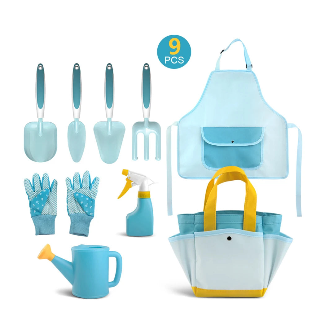 Kids Gardening Tool Set, All in One Garden Toys Set Including Kids Watering Can, Outdoor Gardening Gloves, Shovel, Rake, Apron