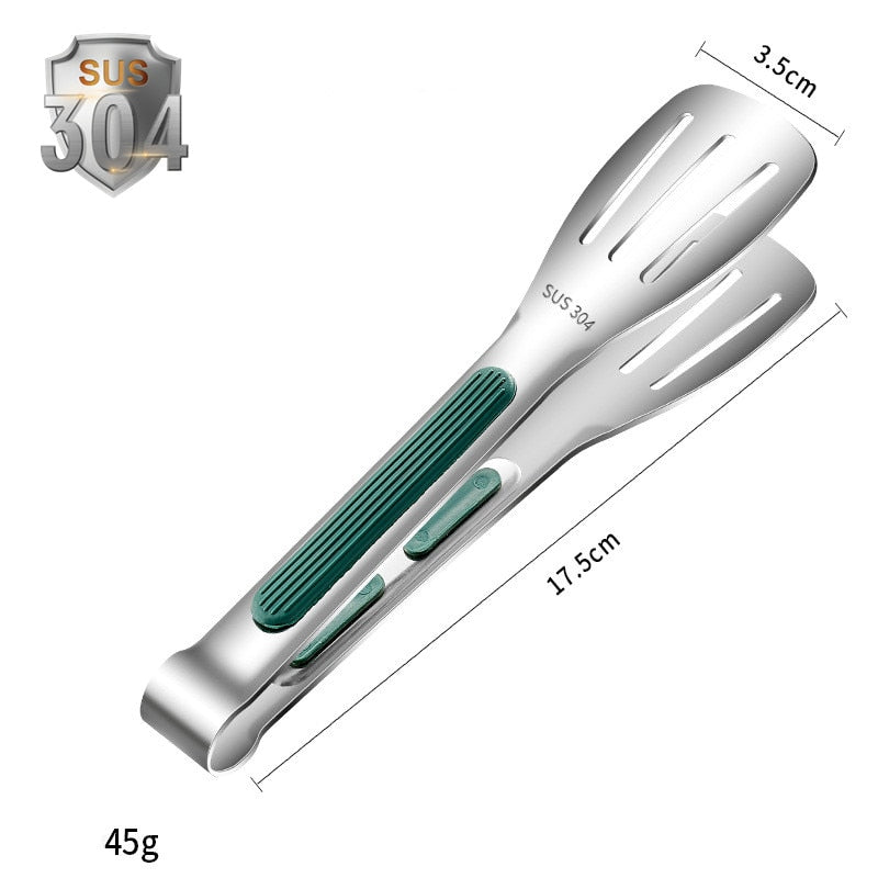 7/9/12inch 304 Stainless Steel Food Clip BBQ Grill Steak Food Clip Silicone Non-slip Handle Bread Tong Party Kitchen Accessories