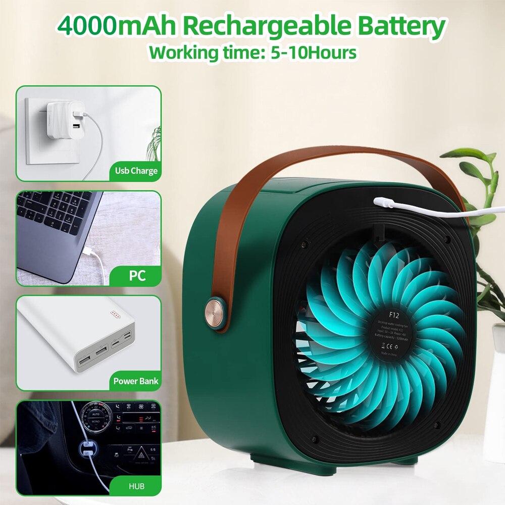 Portable Mini Air Conditioner Wireless Air Cooler USB Rechargeable Cooling Fan Portable Air Conditioner For Room Camping Cars