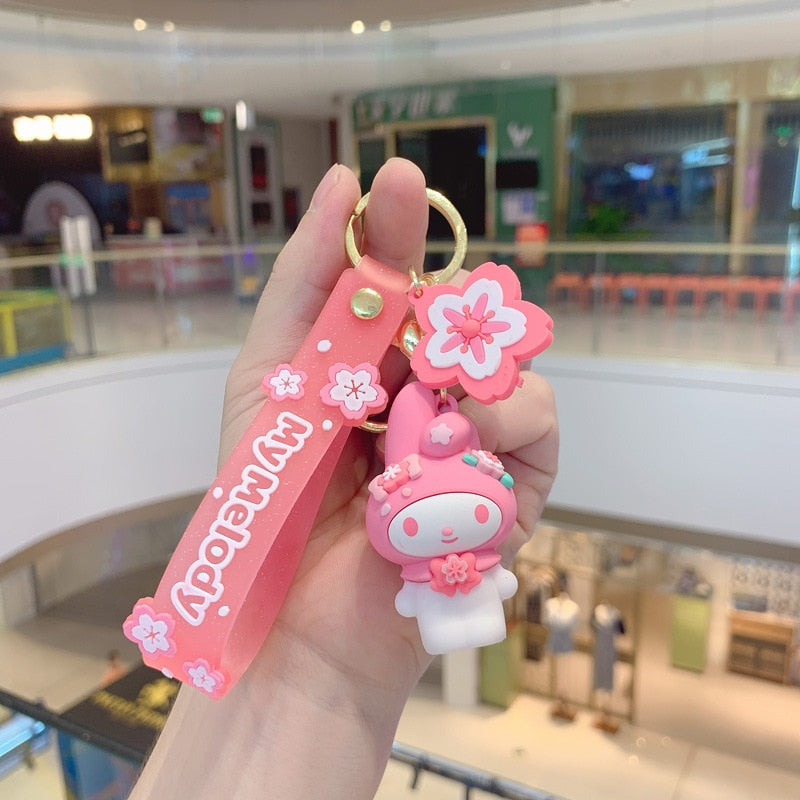 Kawaii Hello Kitty Keychain Sanrio Anime Cartoon Melody Kuromi Cinnamoroll Toys Cute Pendant Dolls Car Key Ring Girl&Child Gifts