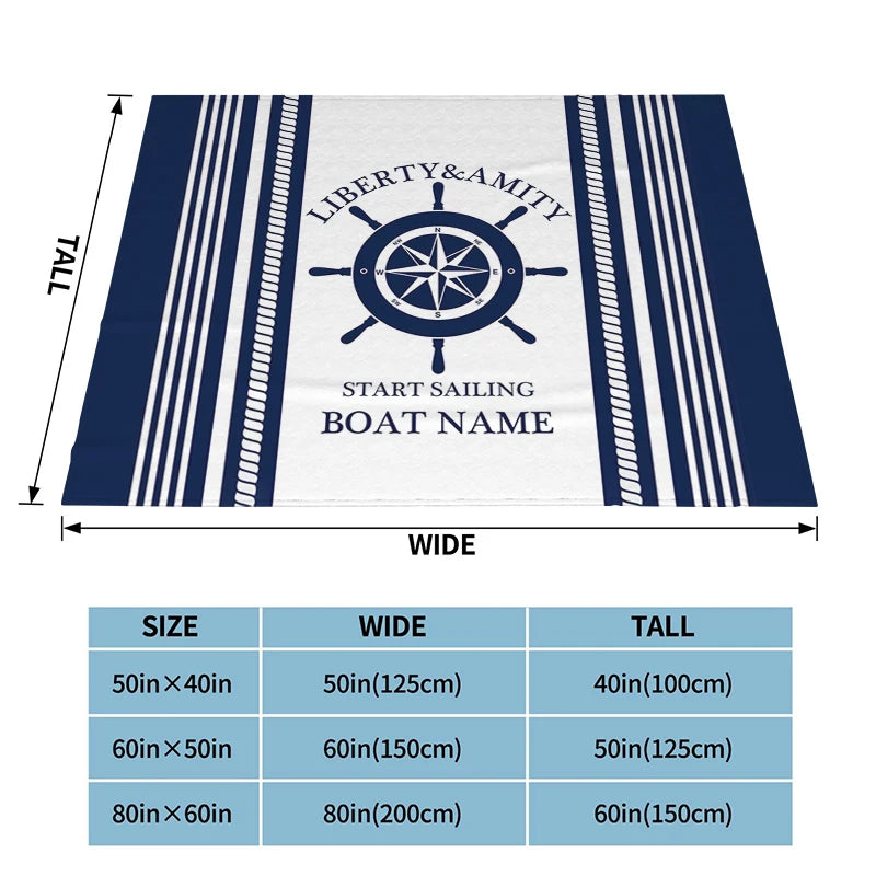Blue Nautical Upholstery Blankets Soft Flannel Blankets Bed Blankets Breathable Thermal Bedding & Travel Blankets Customizable