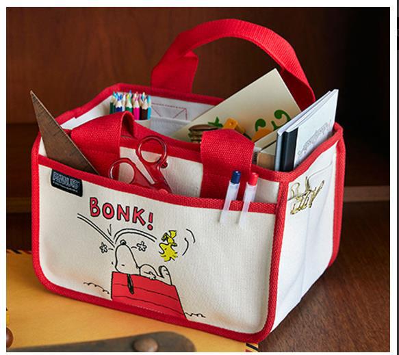 Snoopy Charlie Brown Anime Figures Cartoon Canvas Handbag Large Capacity Lunch Box