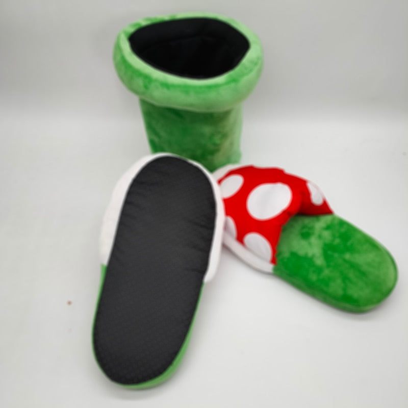 Mushroom Home Slippers Piranha Plant Plush Slippers Multifunctional Piranha Plush Carnival Fancy Funny Flower Cosplay Shoes