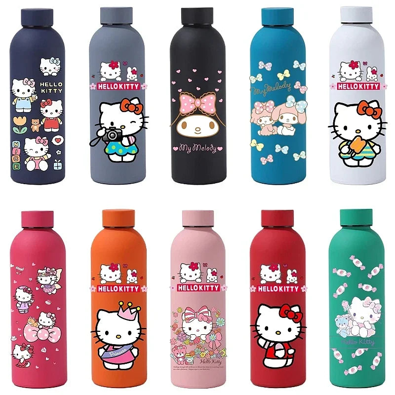 Sanrio 500 ML Thermos Mug Hello Kitty Cartoon 304 Stainless Steel Portable Water Cup Travel Water Bottle Kawaii Cups Kids Gifts