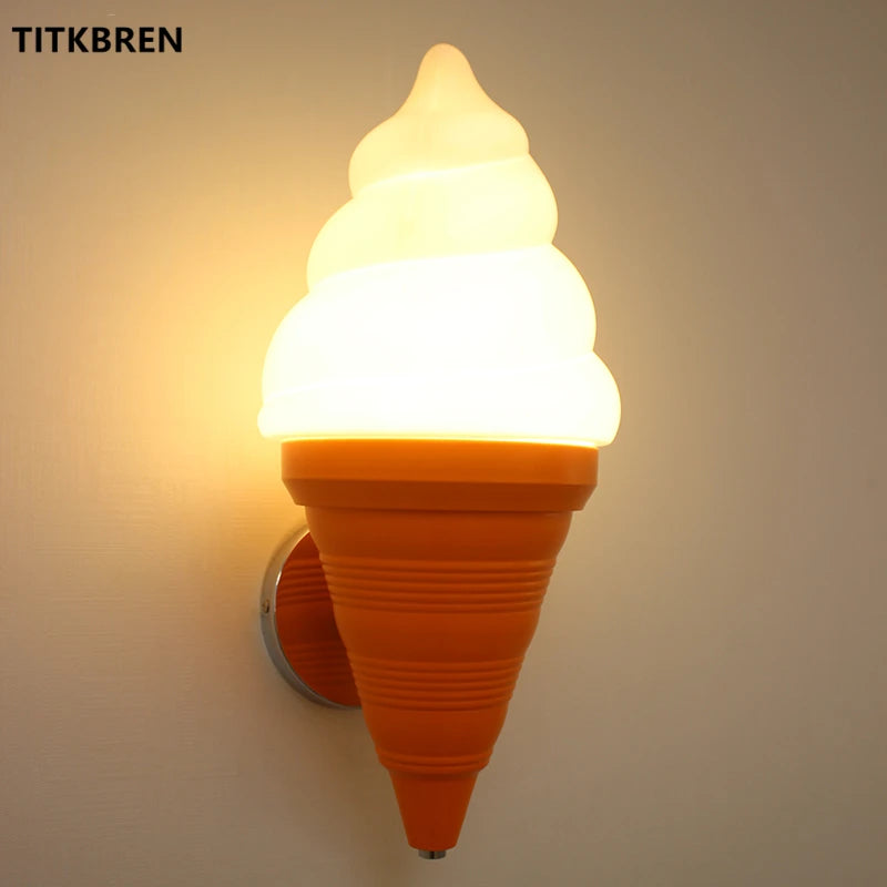 Dessert Shop Restaurant Ice Cream Cones Wall Lamp Creative Children's Room Bedside LED Lights Art Deco Fixture Home Lighting