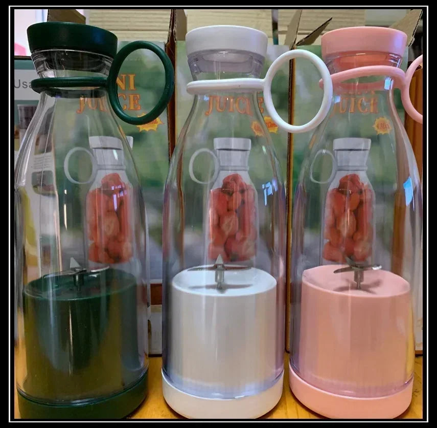 Mini Portable Electric Fruit Juicer Manual Wine Bottle Juicing Cup Small 6-Blade Rechargeable Vegetable Juicer Blender Mixer