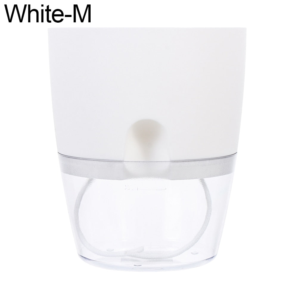Automatic Water Absorption Plantpot Self Watering Lazy Flowerpot Round Double-layer Succulent Plant Small Green Plant Flowerpot