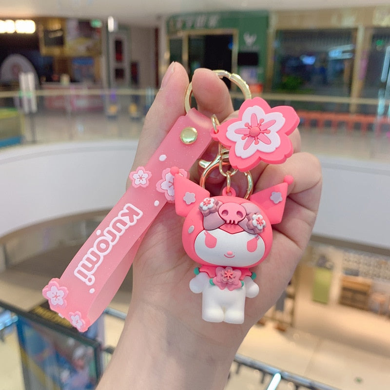 Kawaii Hello Kitty Keychain Sanrio Anime Cartoon Melody Kuromi Cinnamoroll Toys Cute Pendant Dolls Car Key Ring Girl&Child Gifts