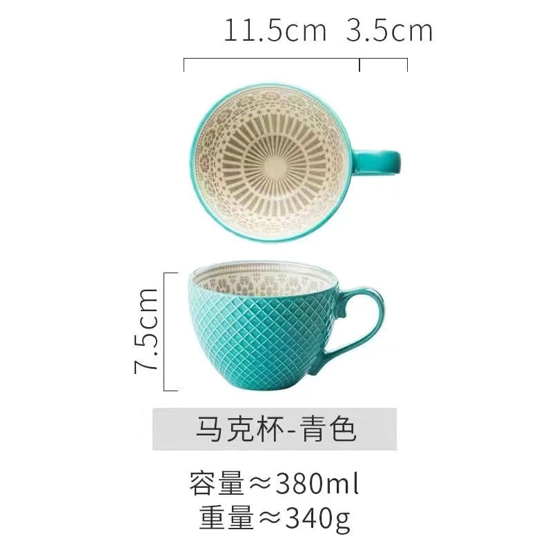 Hot Sale Colorful Ceramic Hand Painted Coffee Mugs Cup Creative Vintage Cafe Bar Drinkware Personality Breakfast Cups Tea Mug