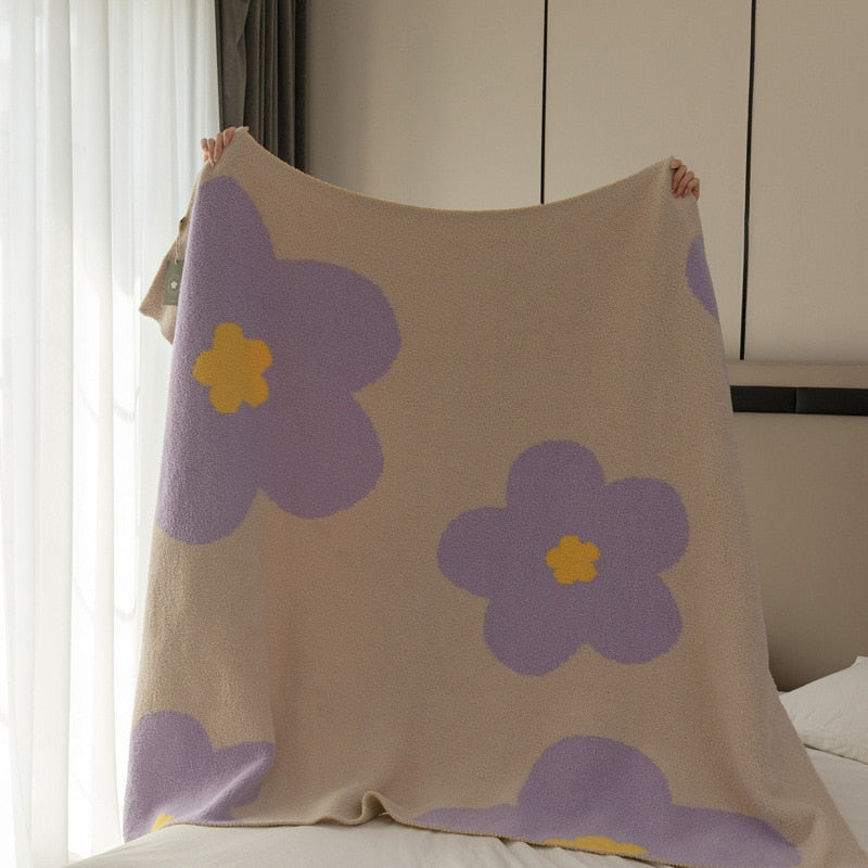 Korean Kawaii Blankets Carpet Decoration Flower Blanket Bedroom Sofa Leisure Office Single Tapestry Sofa Blanket Throw Blankets