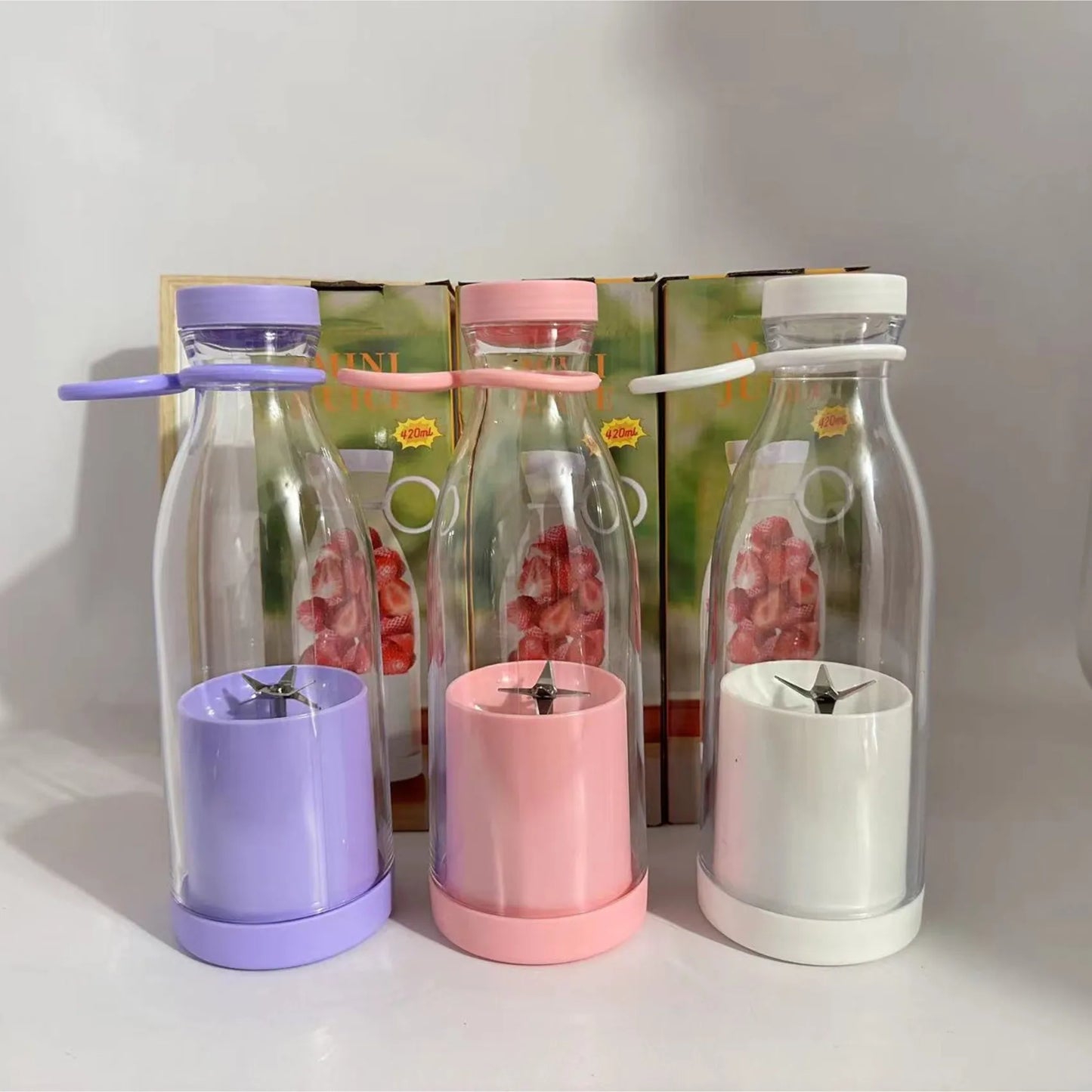Mini Portable Electric Fruit Juicer Manual Wine Bottle Juicing Cup Small 6-Blade Rechargeable Vegetable Juicer Blender Mixer