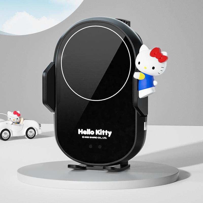 Sanrio Car Phone Holder Hello Kittys Accessories Kawaii Anime Car Wireless Charger Navigation Support Bracket Toys Girls Gift