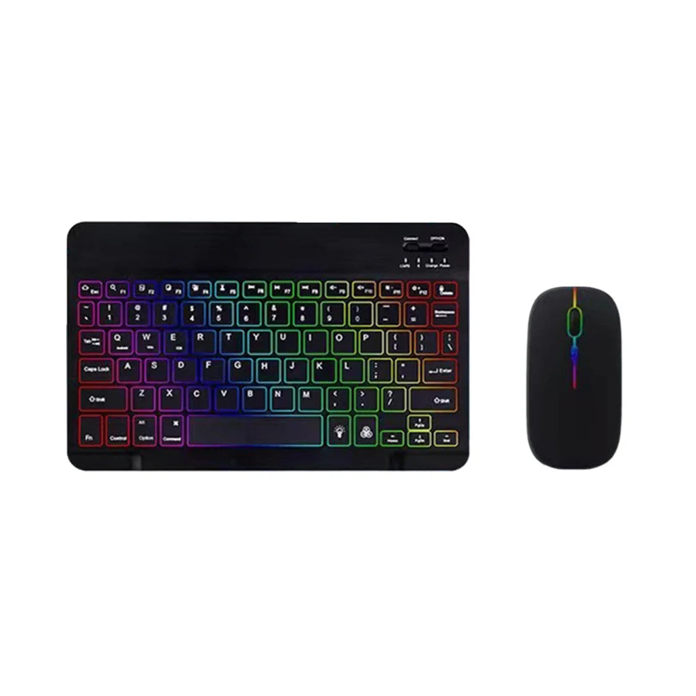 RGB Bluetooth Keyboard and Mouse Rechargeable Wireless Keyboard For iPad Tablet Android iOS Windows Rainbow Backlight Keyboard