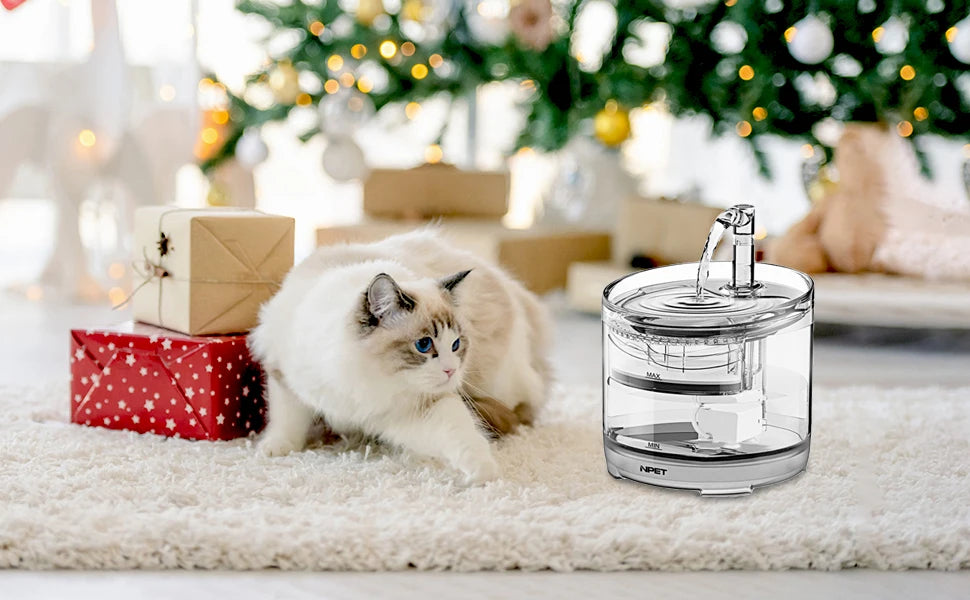 NPET Cat Water Fountain WF050TP 1.5L Automatic Pet Drinking Fountain with Replacement Faucet Kit