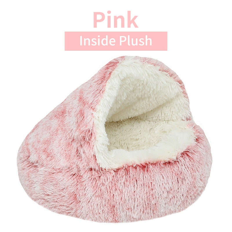 2023 Winter Long Plush Pet Cat Bed Round Cat Cushion Cat House Warm Cat Basket Cat Sleep Bag Cat Nest Kennel For Small Dog Cat