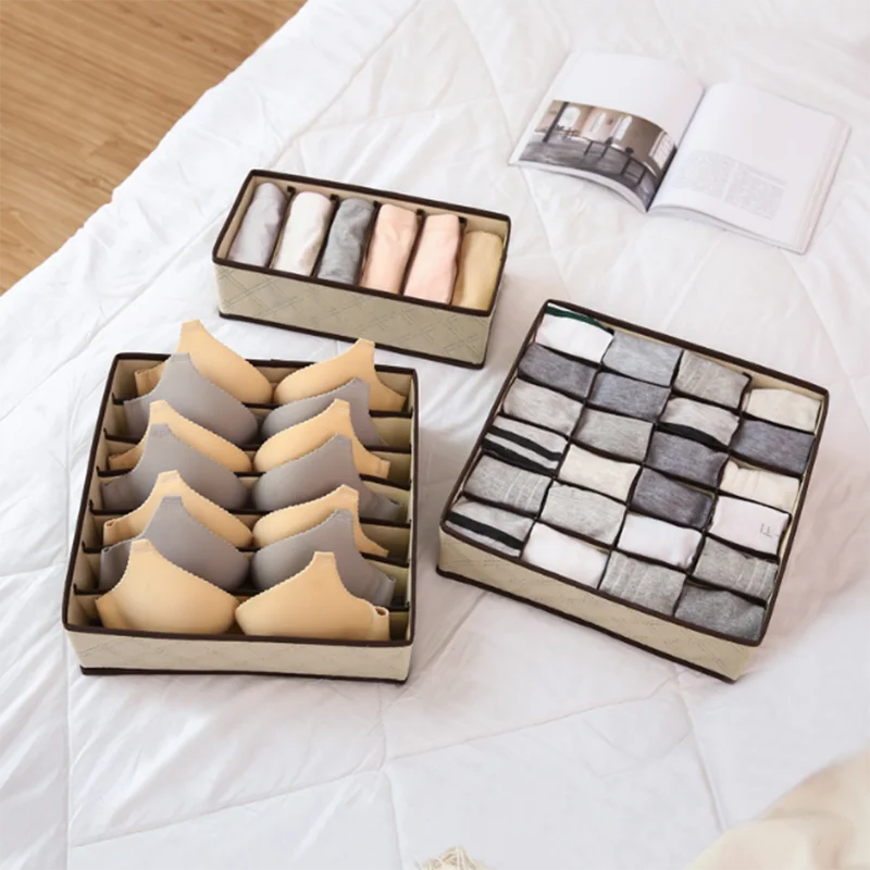 Underwear Organizer Storage Box Foldable Closet Drawer Underwear Organizers Bin Household Underpants Socks Bra Storage Boxes