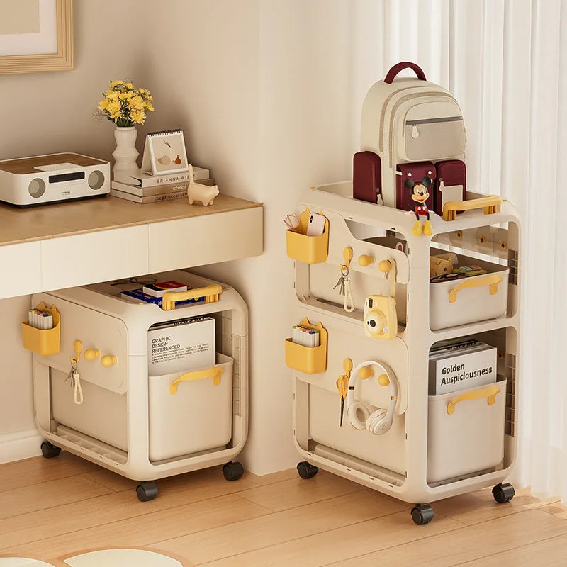 Backpack Storage Rack, Movable Trolley, Book Storage Artifact, Home Multi-layer Table, Lower Bag Storage Rack, Bookshelf