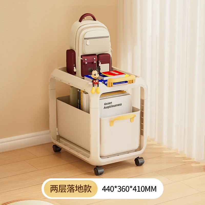 Backpack Storage Rack, Movable Trolley, Book Storage Artifact, Home Multi-layer Table, Lower Bag Storage Rack, Bookshelf