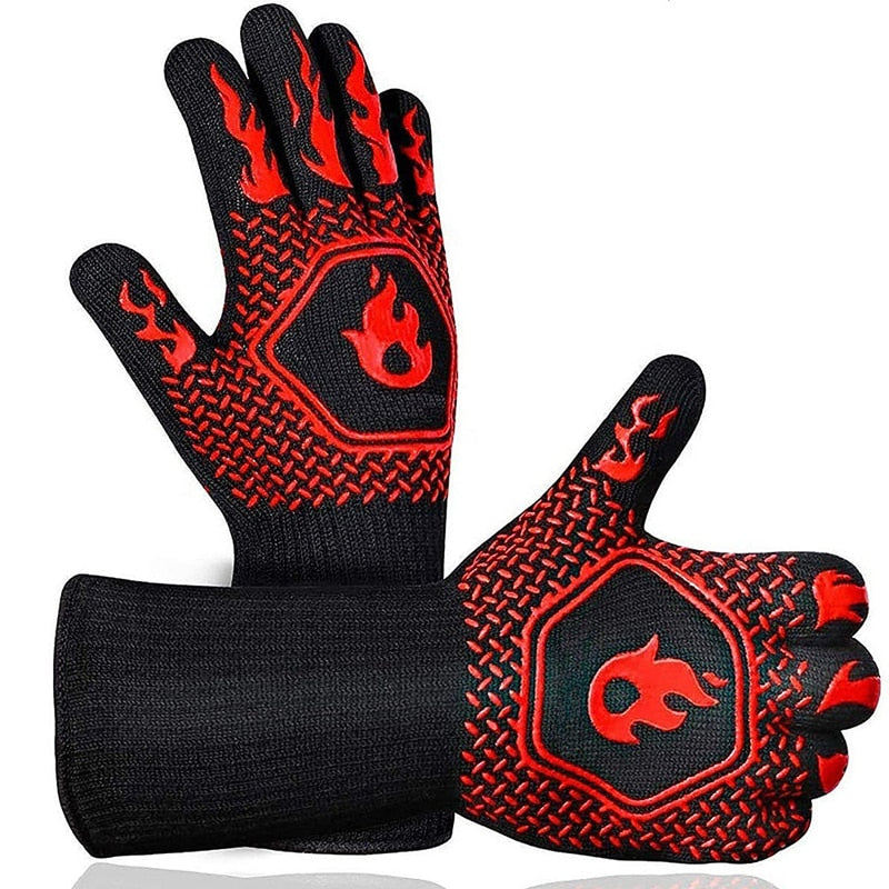 BBQ Gloves High Temperature Resistance Oven Mitts 500 800 Degrees Fireproof Barbecue Heat Insulation Microwave Oven Gloves