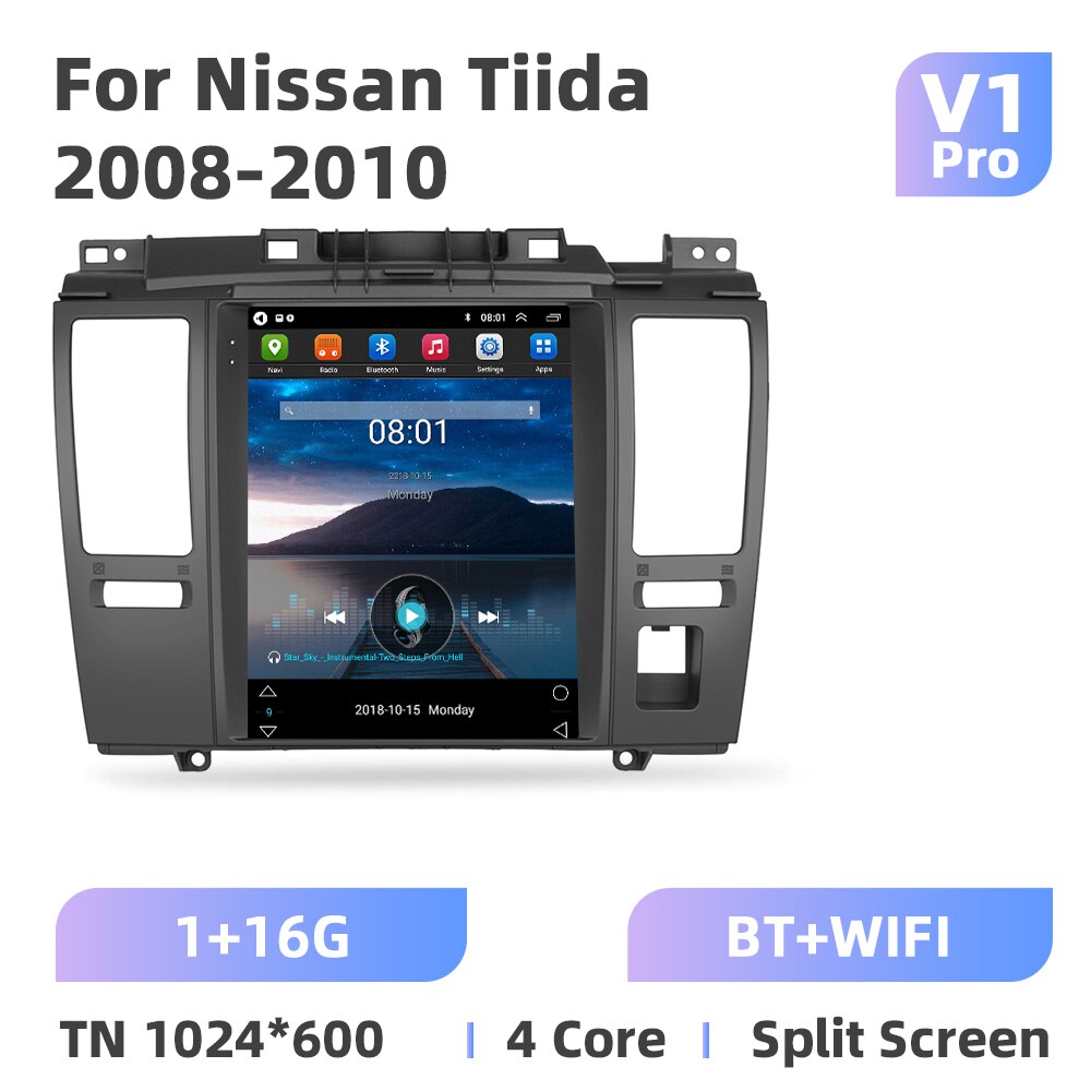 Podofo Android 11 Car Radio For Nissan Tiida 2008-2010 Multimedia Video Player Carplay Auto 9.7'' Autoradio GPS WIFI 256G DVD FM