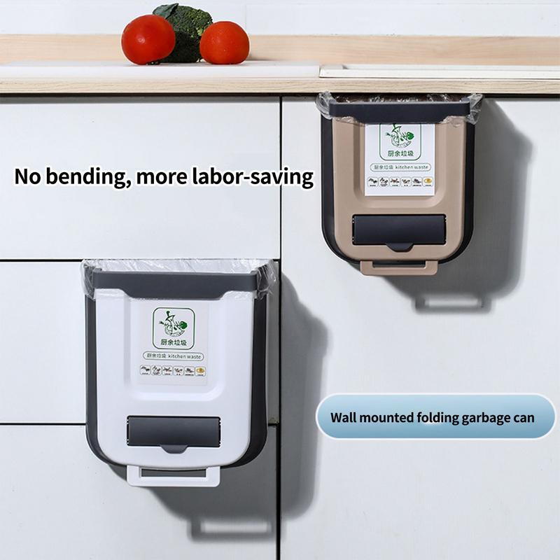 Folding Waste Bin Countertop Trash Can With Bag Holder 10l Folding Small Garbage Can With Trash Bag Container For Cabinet Door