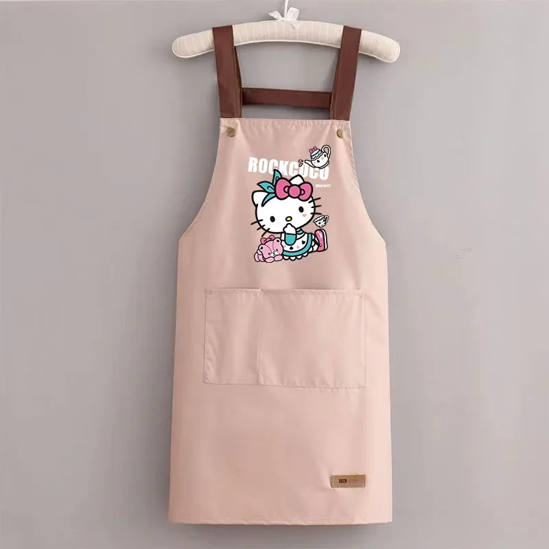 Sanrio Hello Kitty Kitchen Apron Waterproof Ladies Men Home Aprons Wipeable Oil Resistant Baking BBQ Restaurant Cafe Aprons Gift