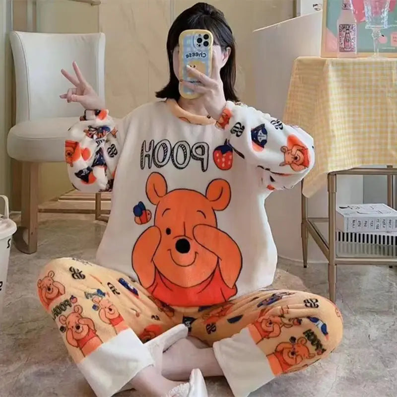 Hot Kawaii Hello Kitty Coral Velvet Pajamas Long-Sleeved Y2K Sanrio Tops Girls Pajama Pants Cute Cotton Jacket Casual Home Wear
