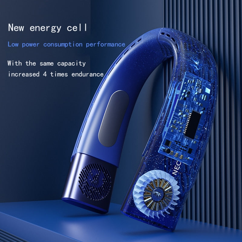 2023 Hanging Neck Fan Portable Air Conditioner USB 4000mah Rechargeable Air Cooler 5 Speed Electric Fan For Outdoor