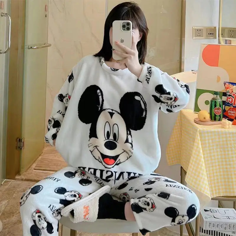 Hot Kawaii Hello Kitty Coral Velvet Pajamas Long-Sleeved Y2K Sanrio Tops Girls Pajama Pants Cute Cotton Jacket Casual Home Wear