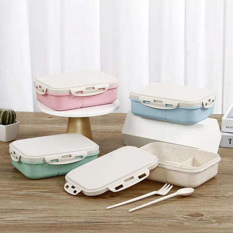 1000ml Microwave Lunch Box For Kids School Eco-Friendly BPA Free Wheat Straw Bento Box Kitchen Plastic Food Container Lunch Box