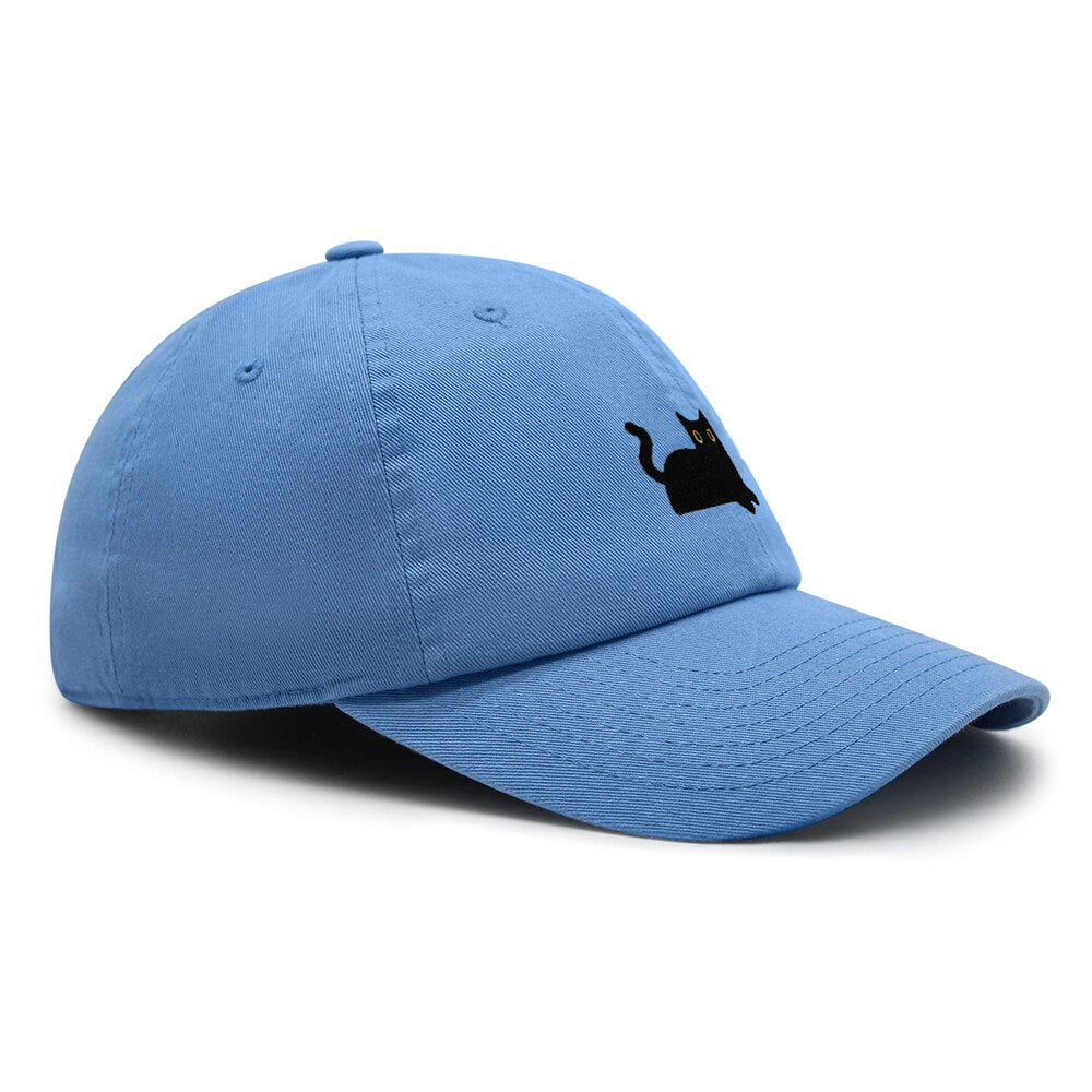 Black Cat baseball Cap Embroidery Premium Dad Hat Cat Mom Cotton Adjustable Trucker Hat
