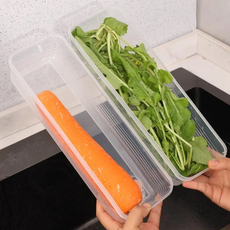 Fresh Box Refrigerator Storage Boxes Scallions Food Container with Lid Cold Crisper Sealed Kitchen Fresh Fruit Fridge Organiser