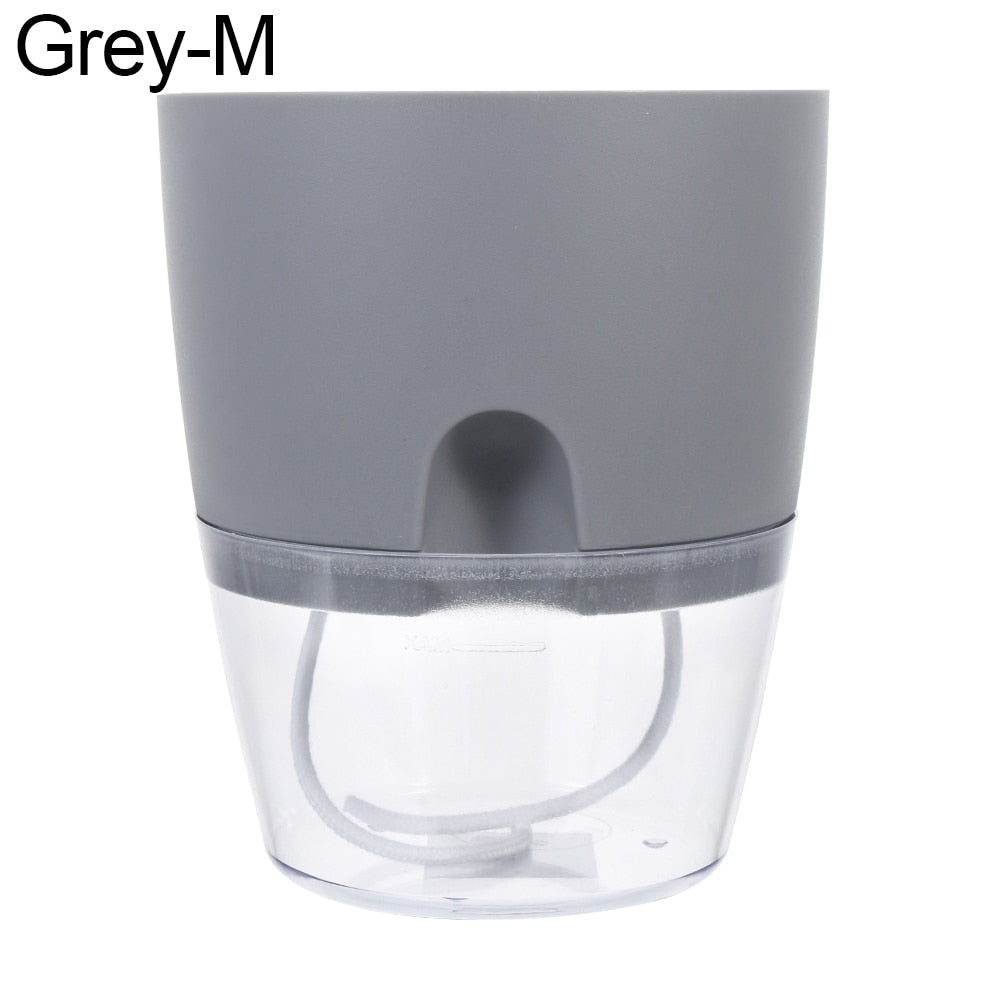 Automatic Water Absorption Plantpot Self Watering Lazy Flowerpot Round Double-layer Succulent Plant Small Green Plant Flowerpot