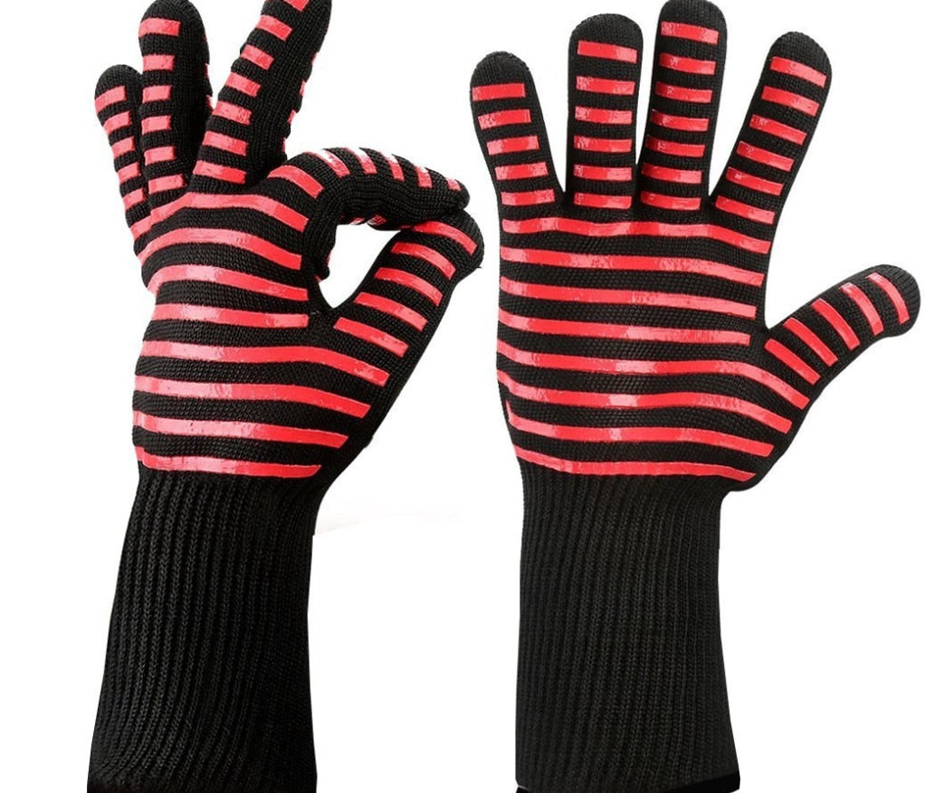 BBQ Gloves High Temperature Resistance Oven Mitts 500 800 Degrees Fireproof Barbecue Heat Insulation Microwave Oven Gloves
